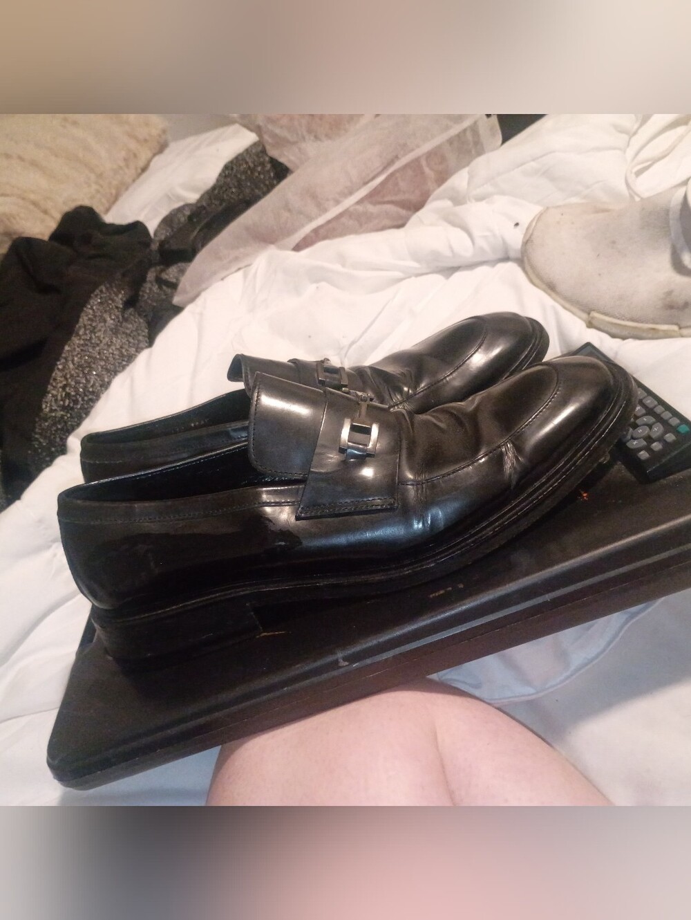 Gucci Black Leather Buckle Loafers